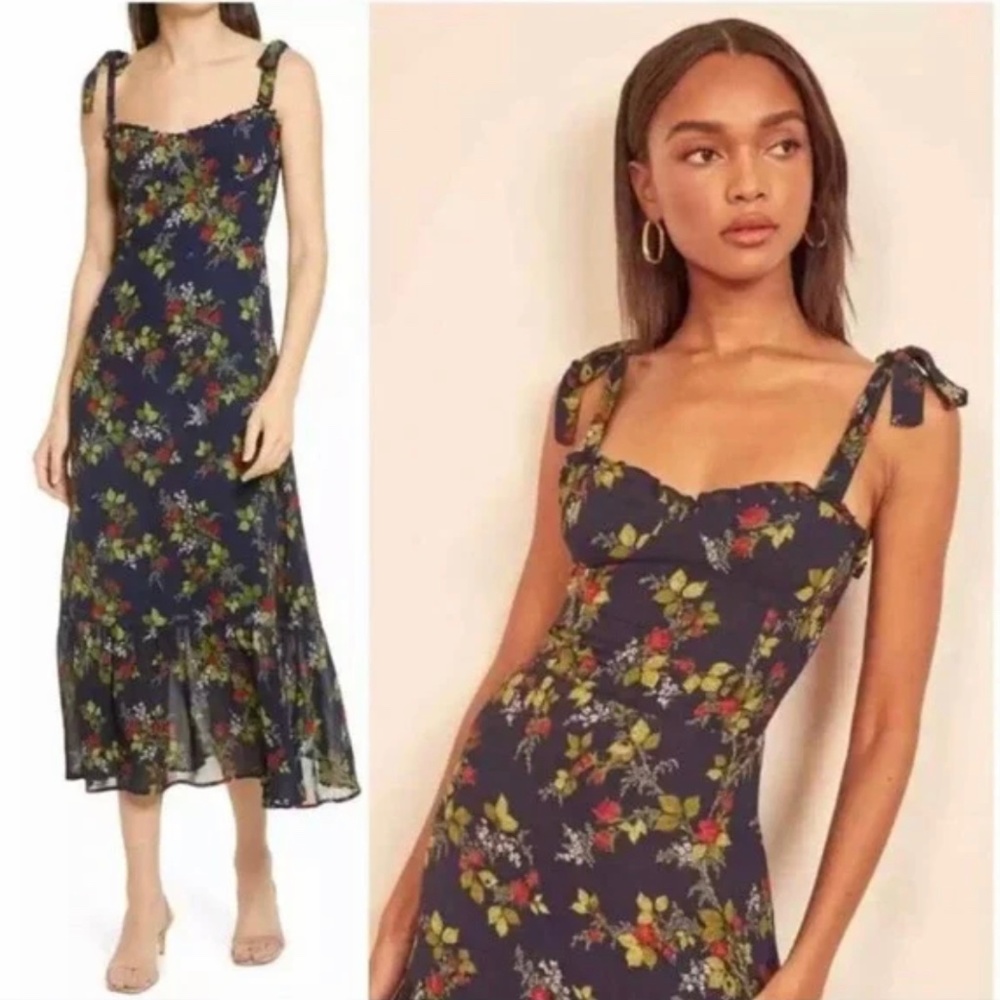 Reformation Nikita Midi Dress In Bordeaux